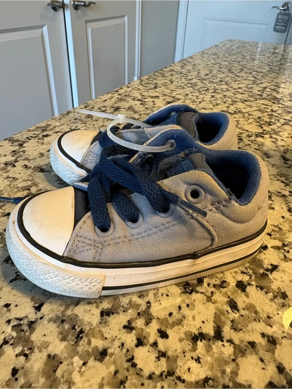 Converse Kids Light Blue and Navy Low Top Sneakers